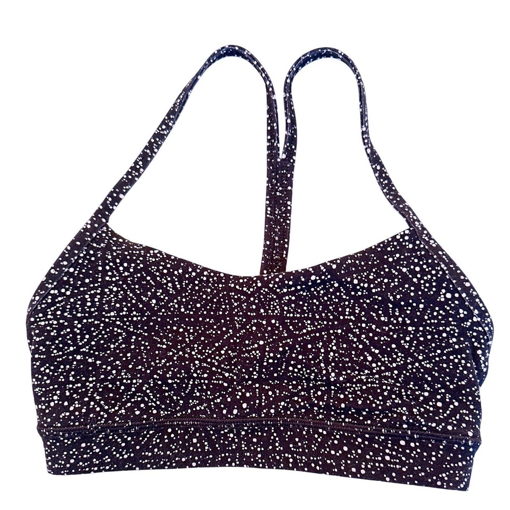 Lululemon Flow Y Sports Bra XS Black White Speckled Luxtreme Racerback Yoga